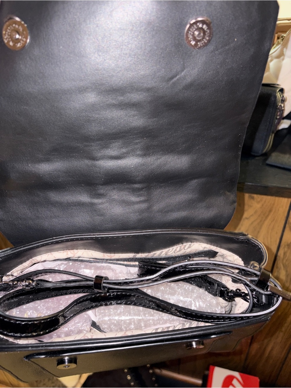 GUESS Evette NWT Black Studded Top-Handle Satchel & Crossbody - Picture 3 of 4